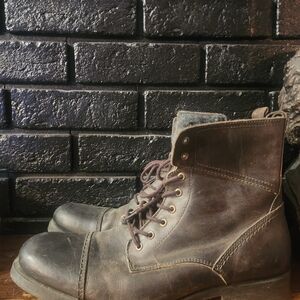 Men's Brown Leather Lace-Up Work Boots